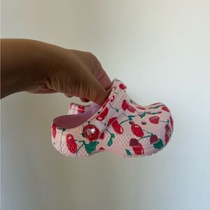 CROCS Kids Pink Cherry Print Classic Clog